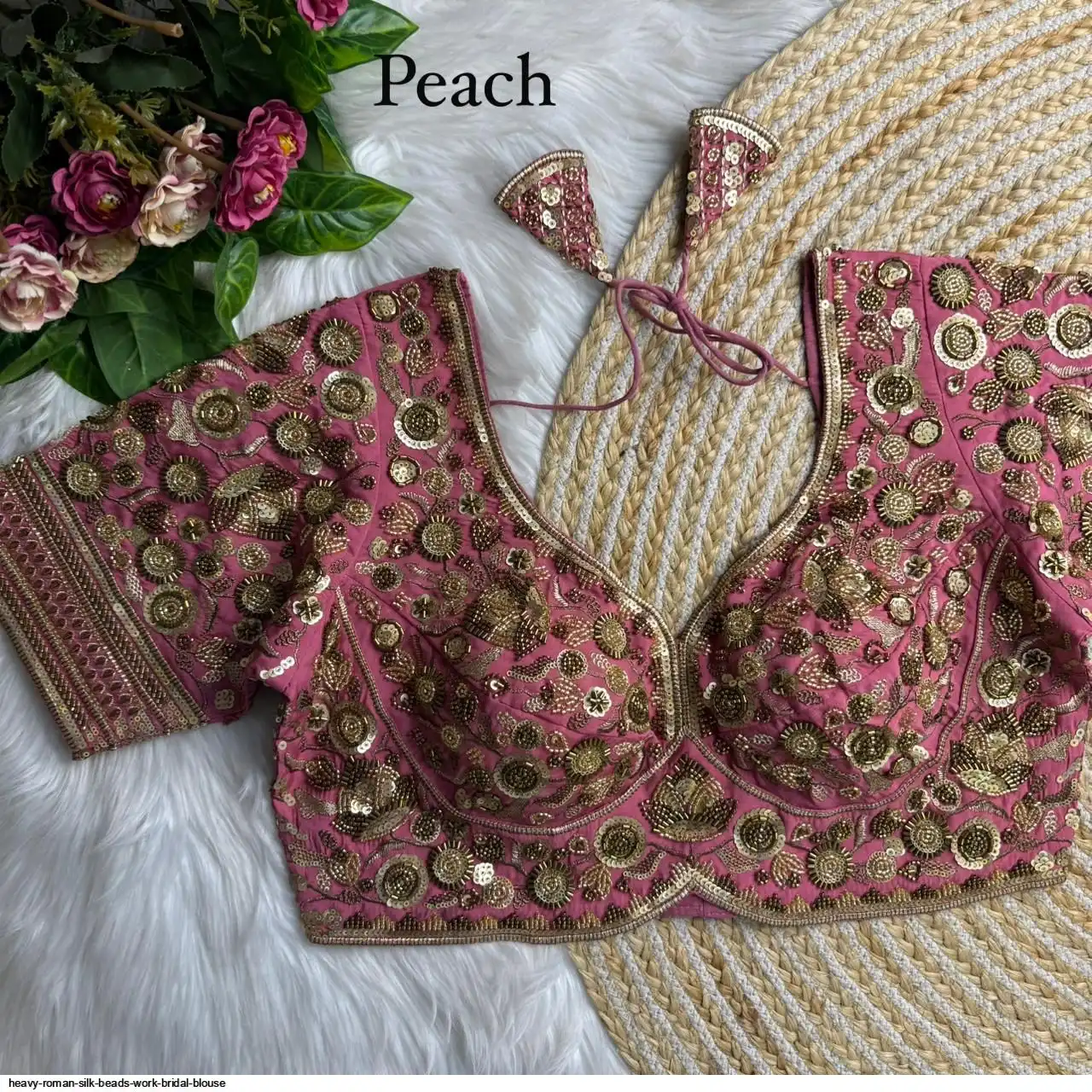 HEAVY ROMAN SILK BEADS WORK BRIDAL BLOUSE J