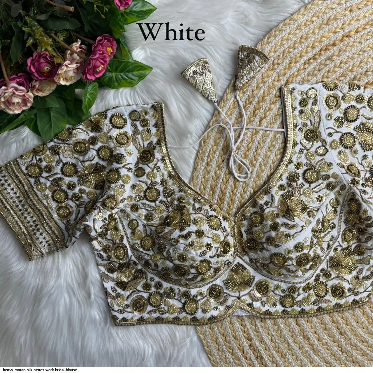 HEAVY ROMAN SILK BEADS WORK BRIDAL BLOUSE I