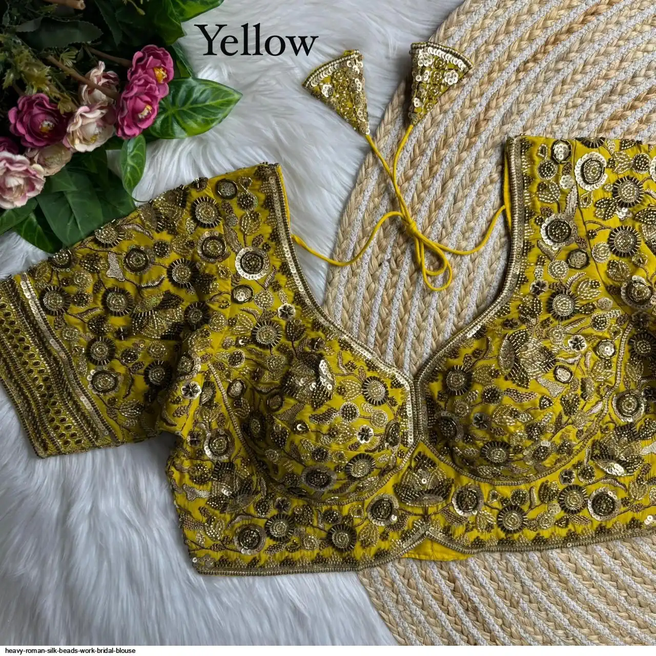HEAVY ROMAN SILK BEADS WORK BRIDAL BLOUSE B
