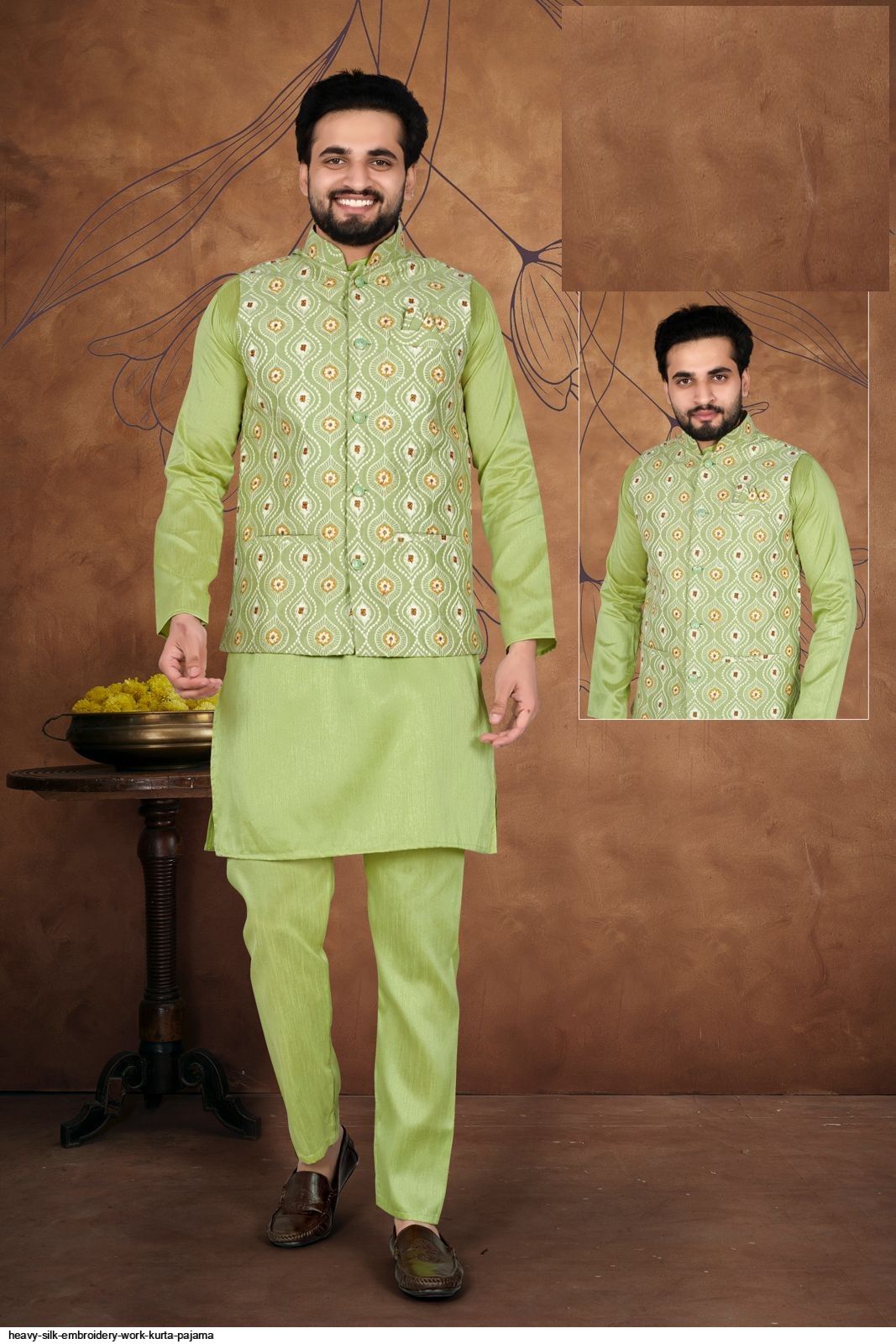 HEAVY SILK EMBROIDERY WORK KURTA PAJAMA C