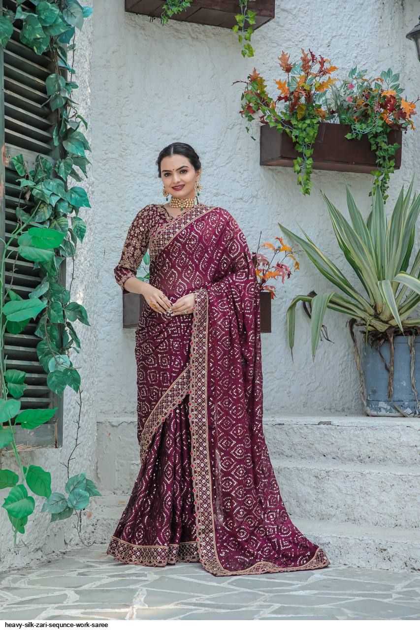 HEAVY SILK ZARI SEQUNCE WORK SAREE