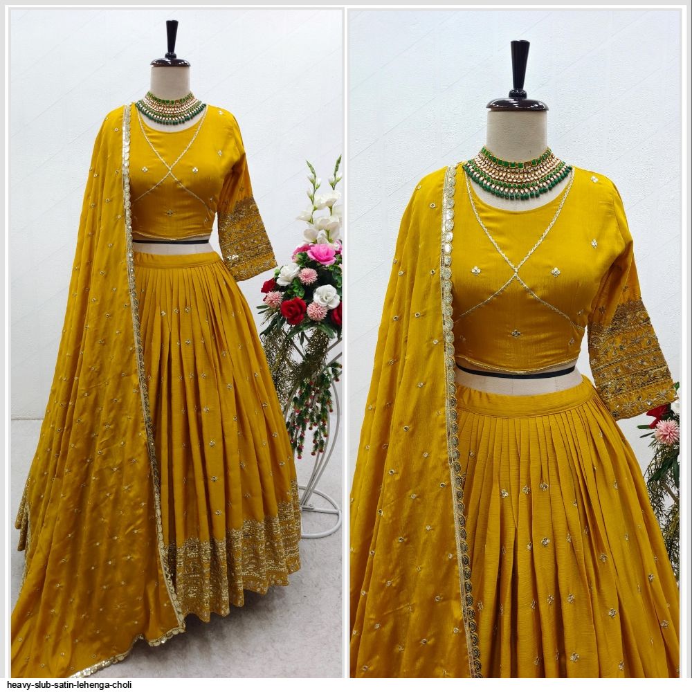 Heavy Slub Satin Lehenga Choli