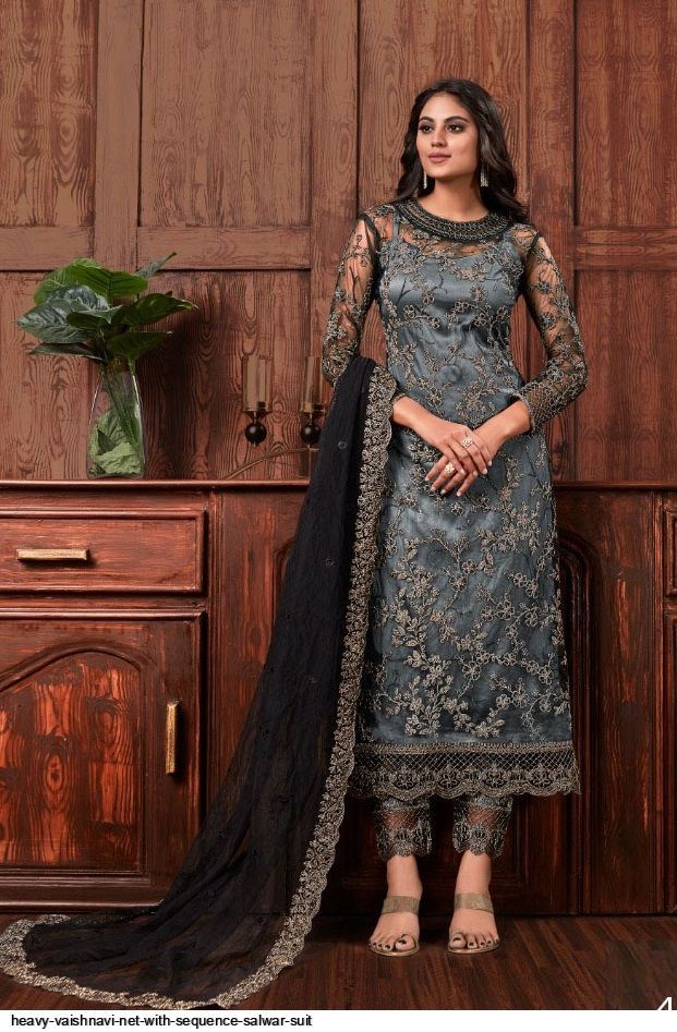 Heavy vaishnavi net with sequence salwar suit