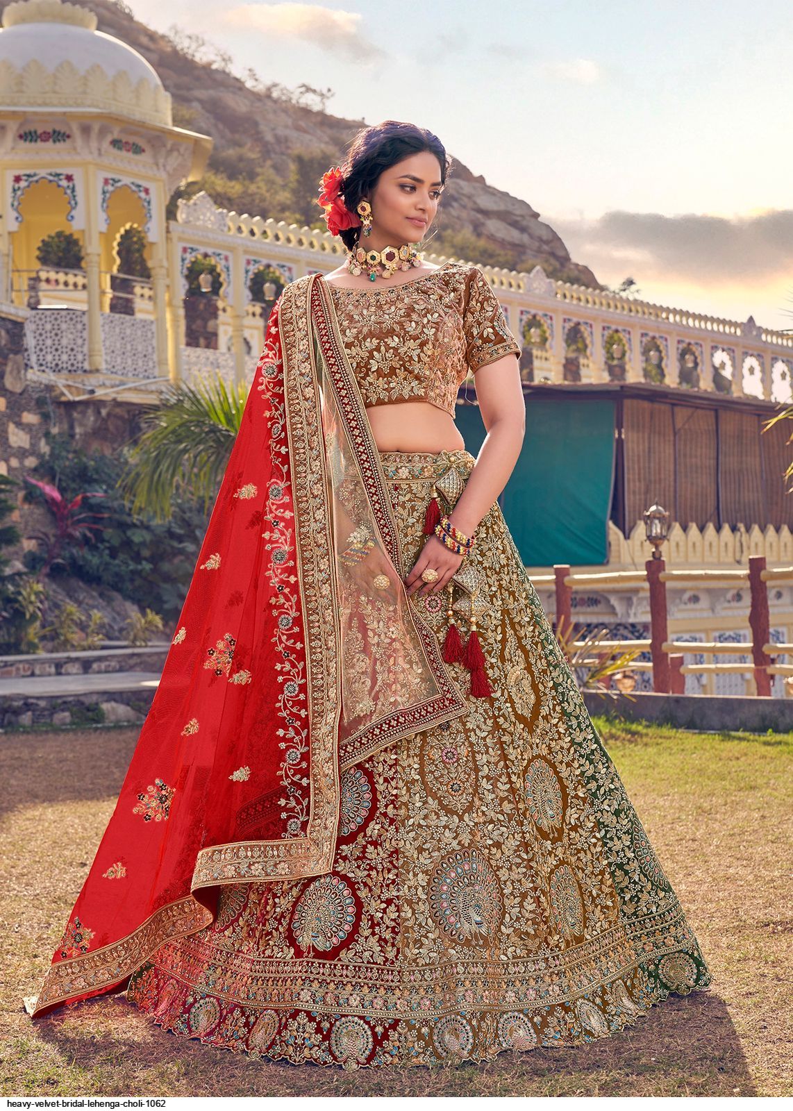 Buy Multi Color Soft Net Embroidered Sequins V Neck Bridal Lehenga Set For  Women by Reynu Taandon Online at Aza Fashions.