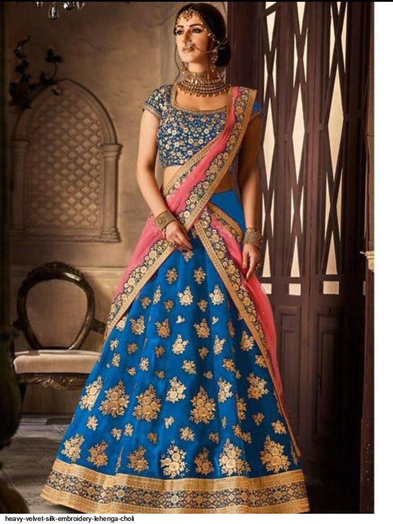 HEAVY VELVET SILK EMBROIDERY LEHENGA CHOLI