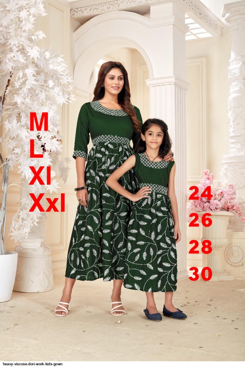 heavy viscose dori work kids gown