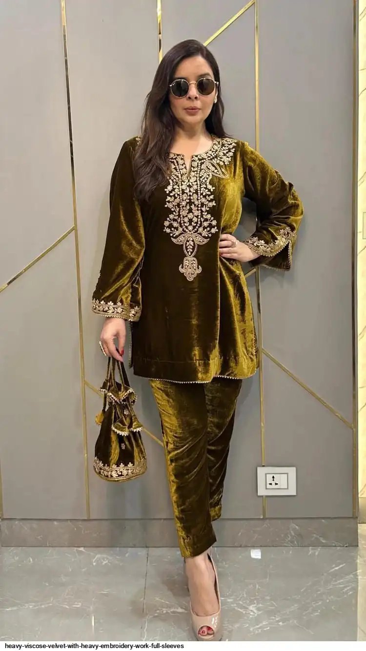 HEAVY VISCOSE VELVET WITH HEAVY EMBROIDERY WORK FULL SLEEVES 4