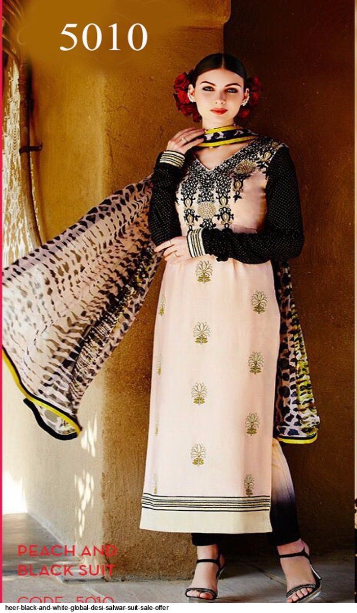 HEER BLACK AND WHITE GLOBAL DESI SALWAR suit sale offer