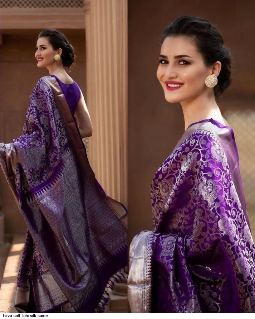 HIRVA SOFT LICHI SILK SAREE