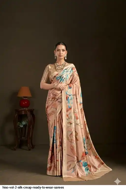 HISO VOL 2 SILK CREAP READY TO WEAR SAREES H