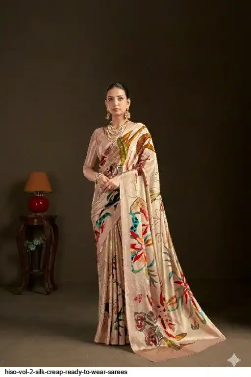 HISO VOL 2 SILK CREAP READY TO WEAR SAREES J