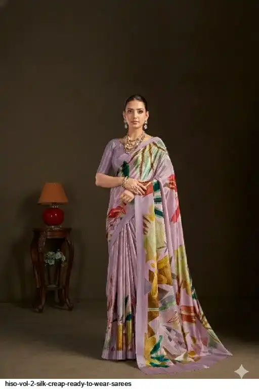 HISO VOL 2 SILK CREAP READY TO WEAR SAREES E