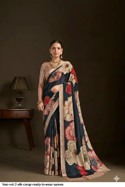 HISO VOL 2 SILK CREAP READY TO WEAR SAREES I