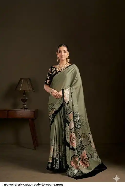 HISO VOL 2 SILK CREAP READY TO WEAR SAREES K