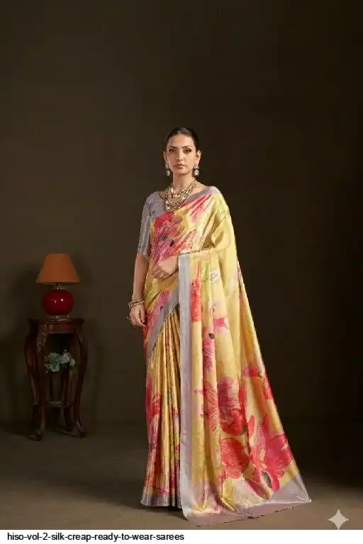 HISO VOL 2 SILK CREAP READY TO WEAR SAREES G