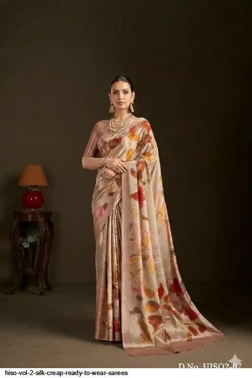 HISO VOL 2 SILK CREAP READY TO WEAR SAREES D