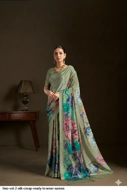 HISO VOL 2 SILK CREAP READY TO WEAR SAREES B