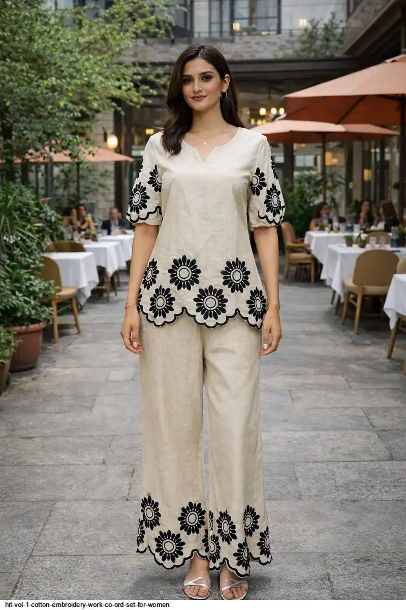 HIT VOL 1 COTTON EMBROIDERY WORK CO ORD SET FOR WOMEN C