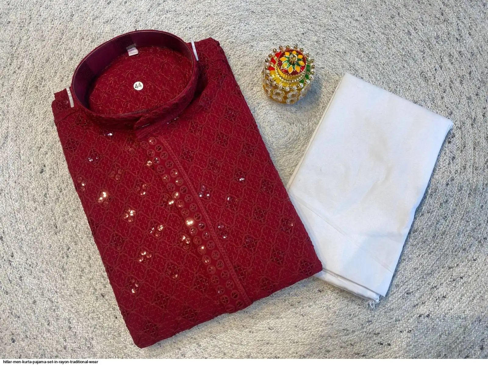 HITLAR MEN KURTA PAJAMA SET IN RAYON TRADITIONAL WEAR D