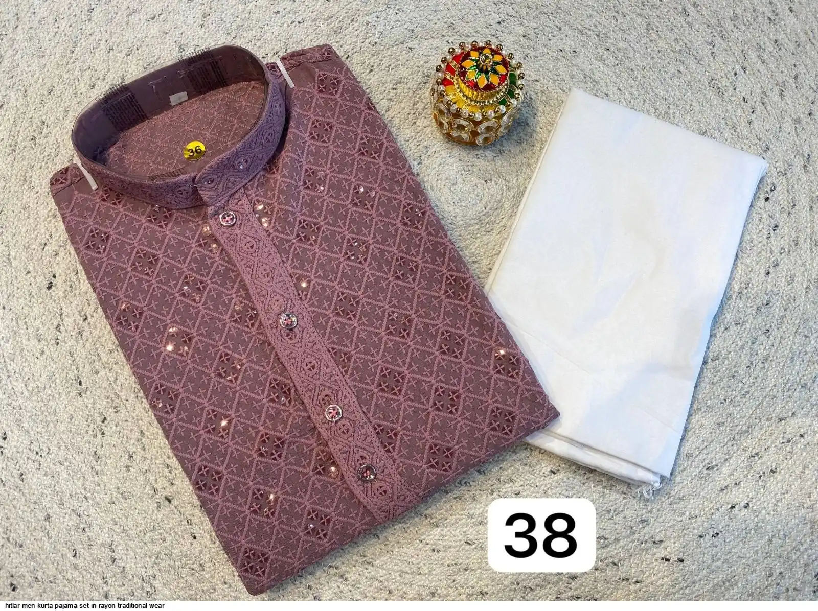 HITLAR MEN KURTA PAJAMA SET IN RAYON TRADITIONAL WEAR A