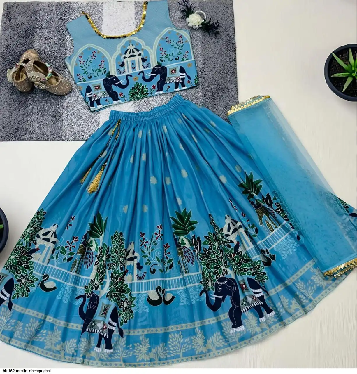 HK 162 MUSLIN LEHENGA CHOLI 2