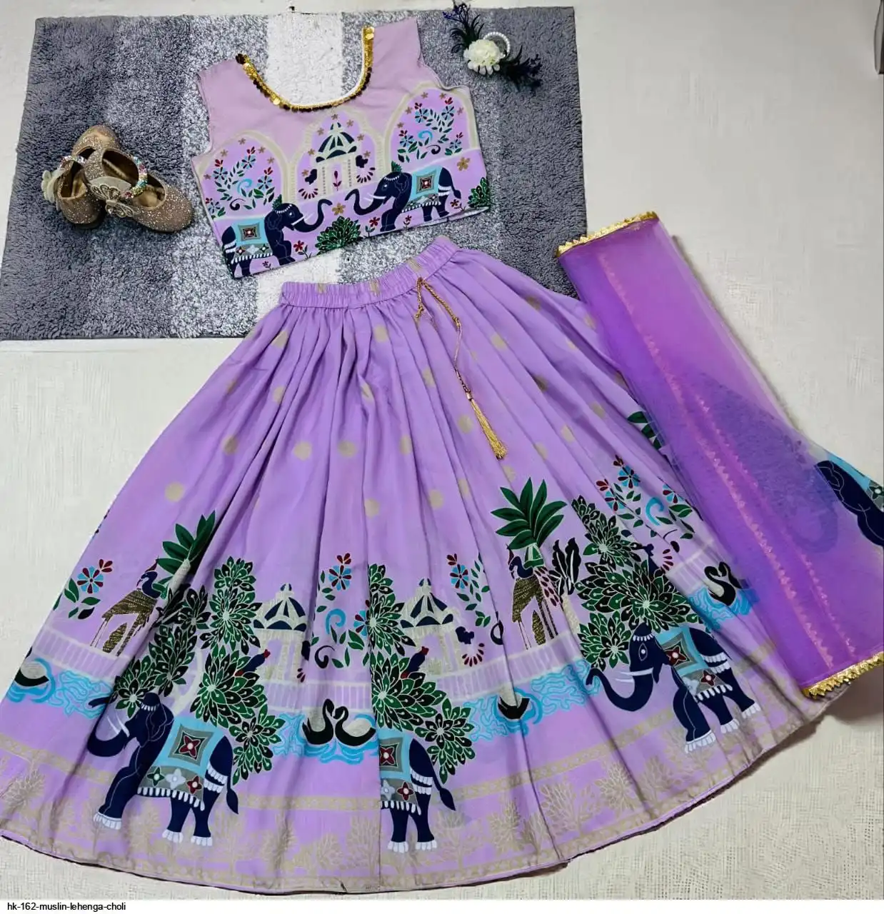 HK 162 MUSLIN LEHENGA CHOLI 4