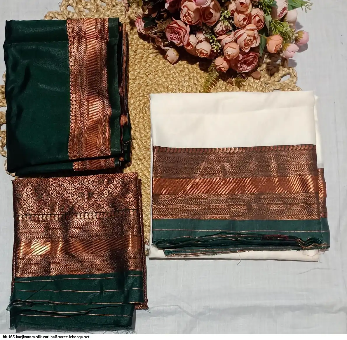 HK 165 KANJIVARAM SILK ZARI HALF SAREE LEHENGA SET C