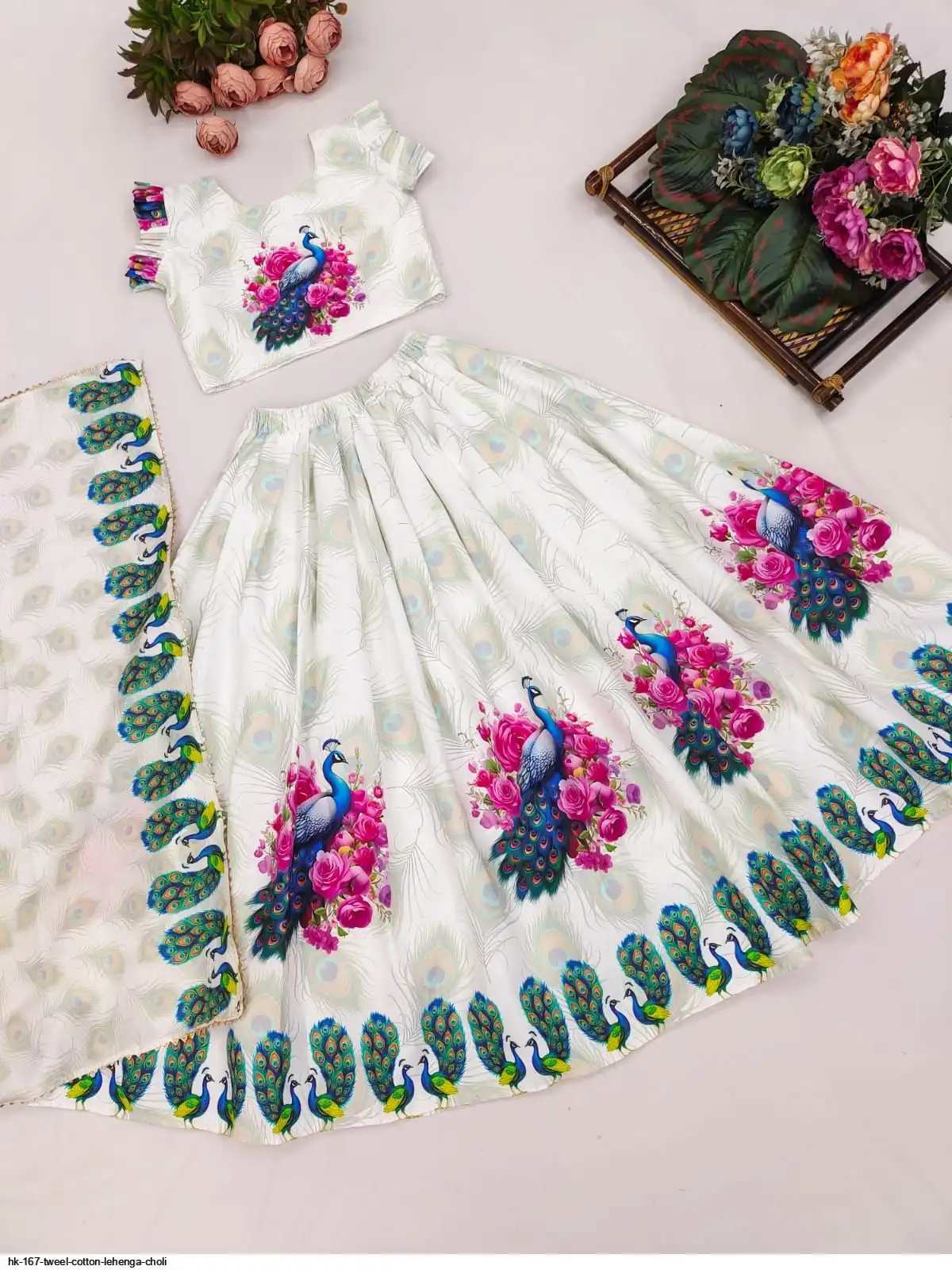 HK 167 TWEEL COTTON LEHENGA CHOLI 3