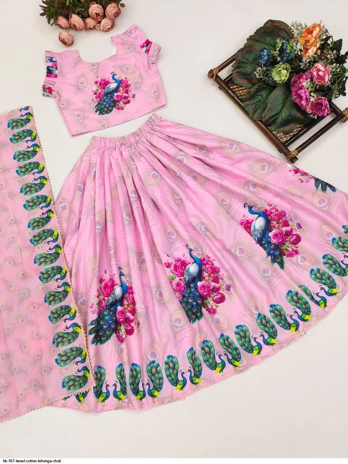 HK 167 TWEEL COTTON LEHENGA CHOLI 1
