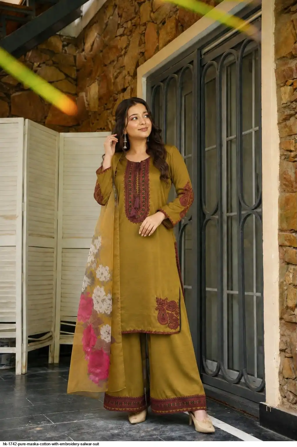 HK 1742 PURE MASKA COTTON WITH EMBROIDERY SALWAR SUIT 2
