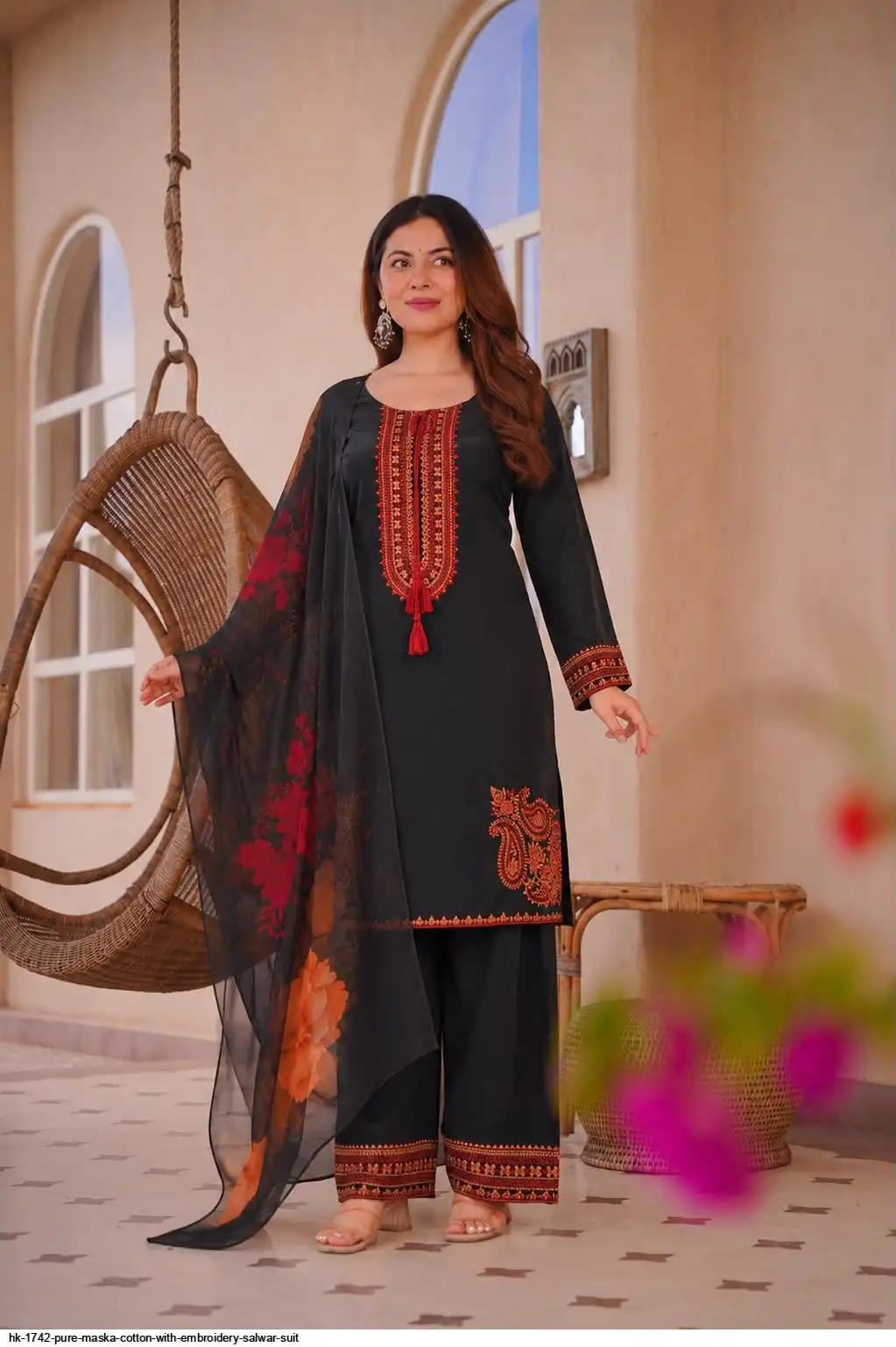 HK 1742 PURE MASKA COTTON WITH EMBROIDERY SALWAR SUIT 3