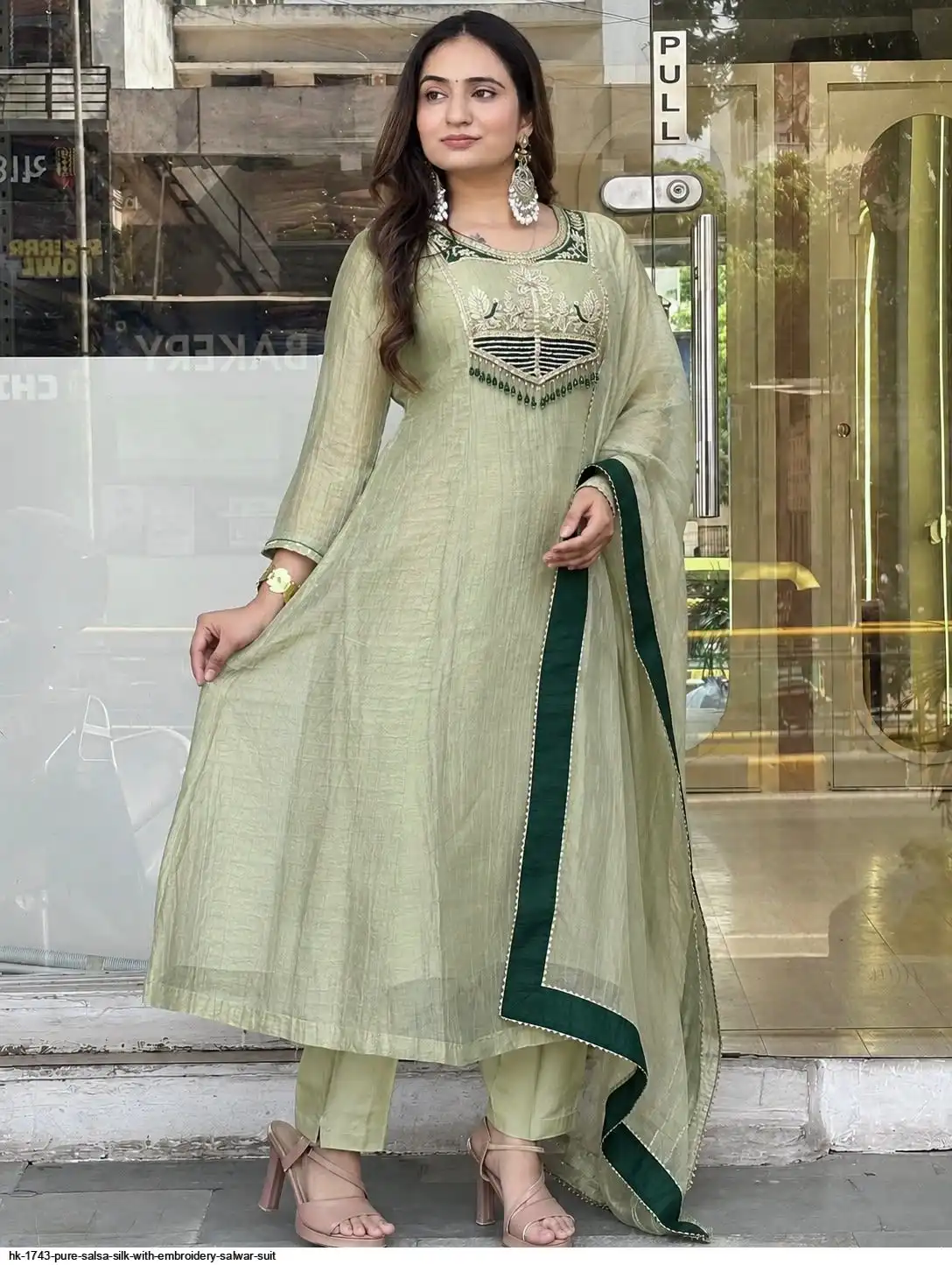 HK 1743 PURE SALSA SILK WITH EMBROIDERY SALWAR SUIT 1