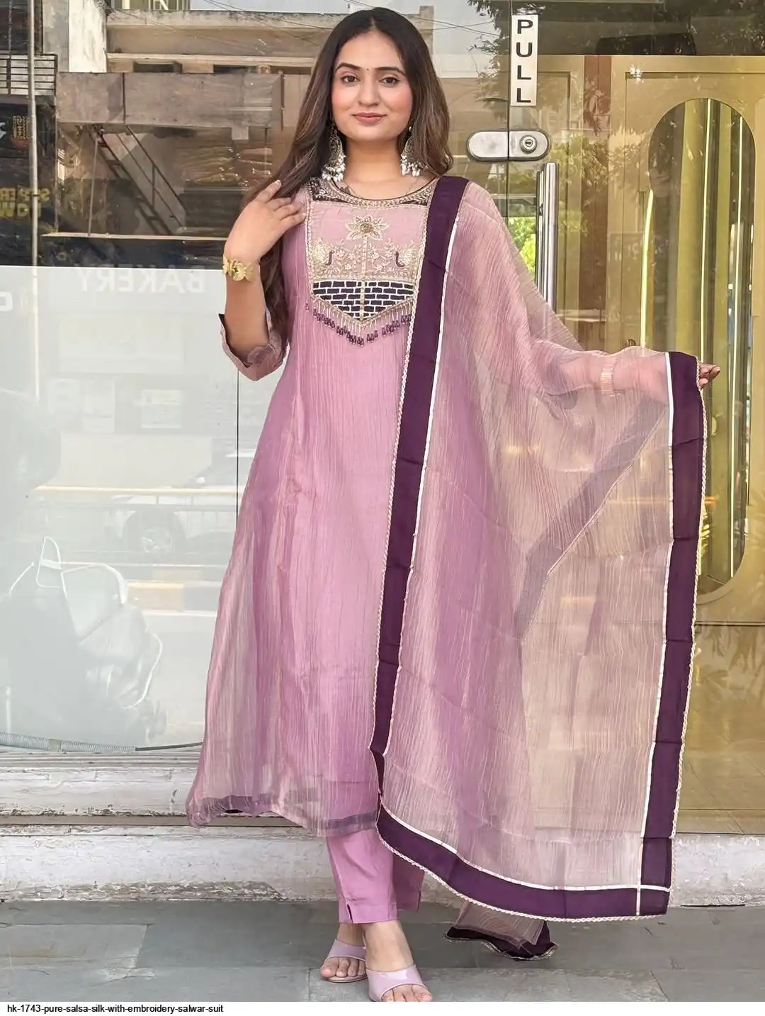 HK 1743 PURE SALSA SILK WITH EMBROIDERY SALWAR SUIT 2