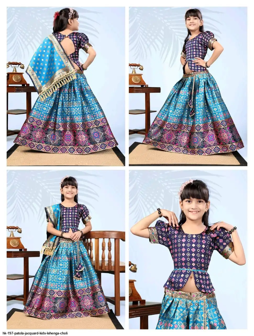 HK 197 PATOLA JACQUARD KIDS LEHENGA CHOLI 7