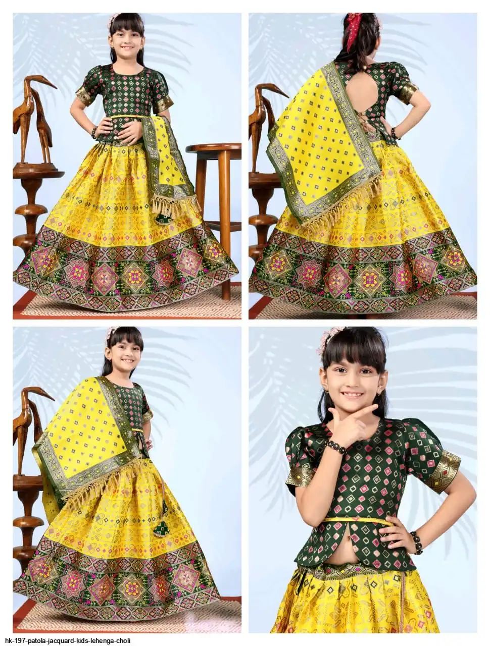 HK 197 PATOLA JACQUARD KIDS LEHENGA CHOLI 13