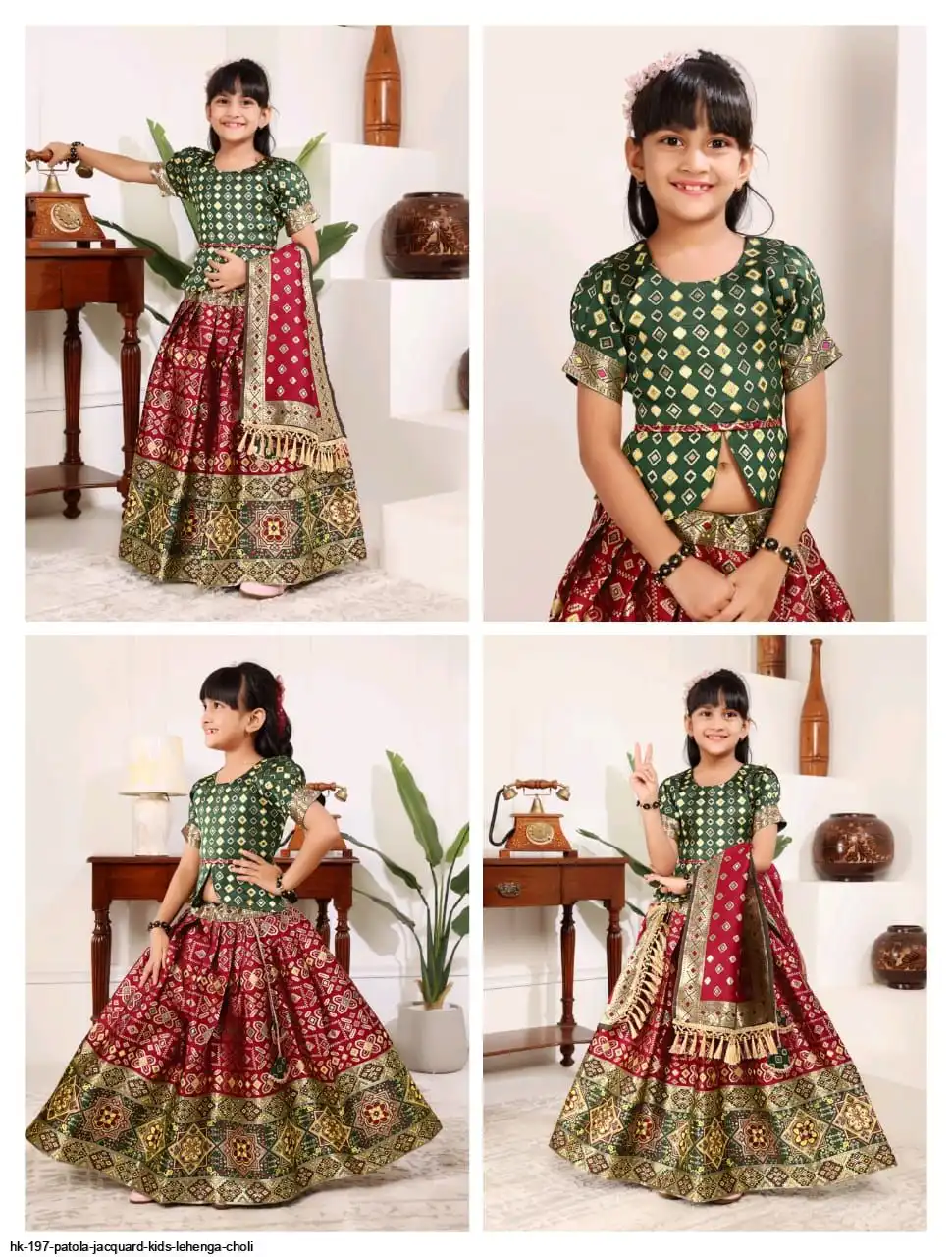 HK 197 PATOLA JACQUARD KIDS LEHENGA CHOLI 6