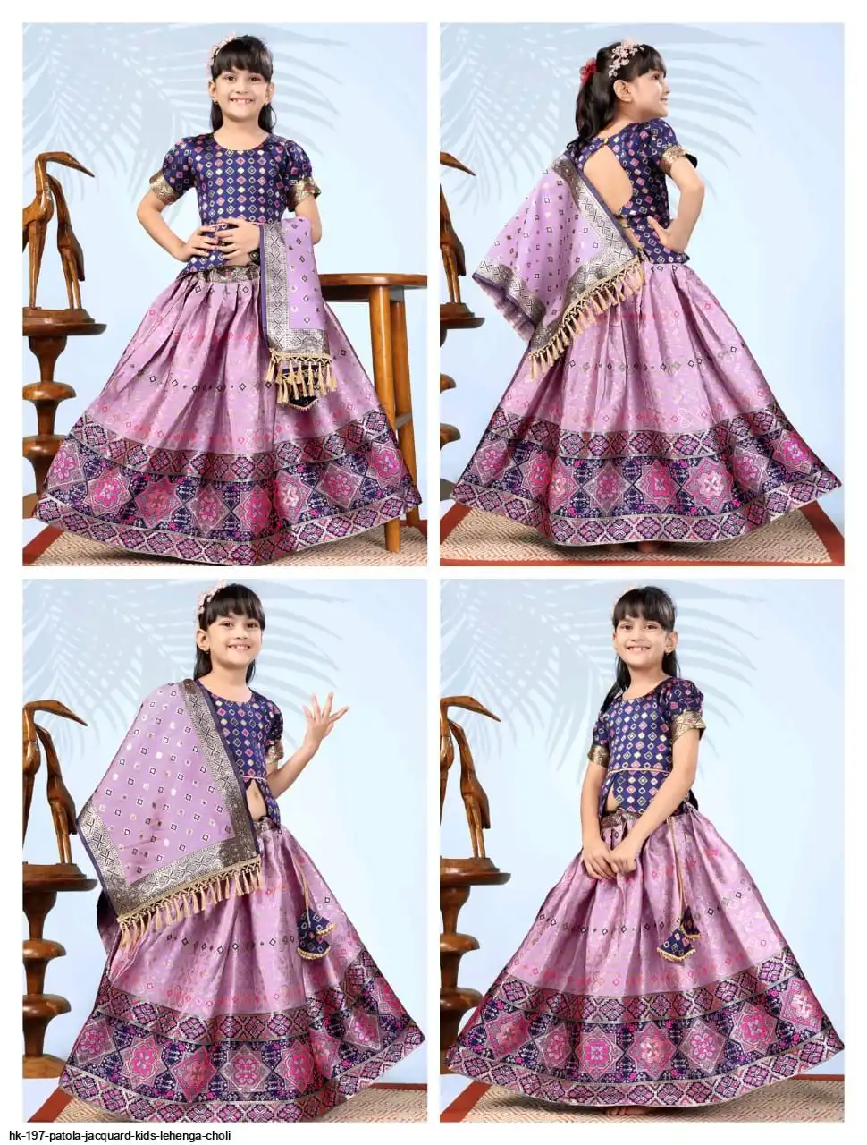 HK 197 PATOLA JACQUARD KIDS LEHENGA CHOLI 4
