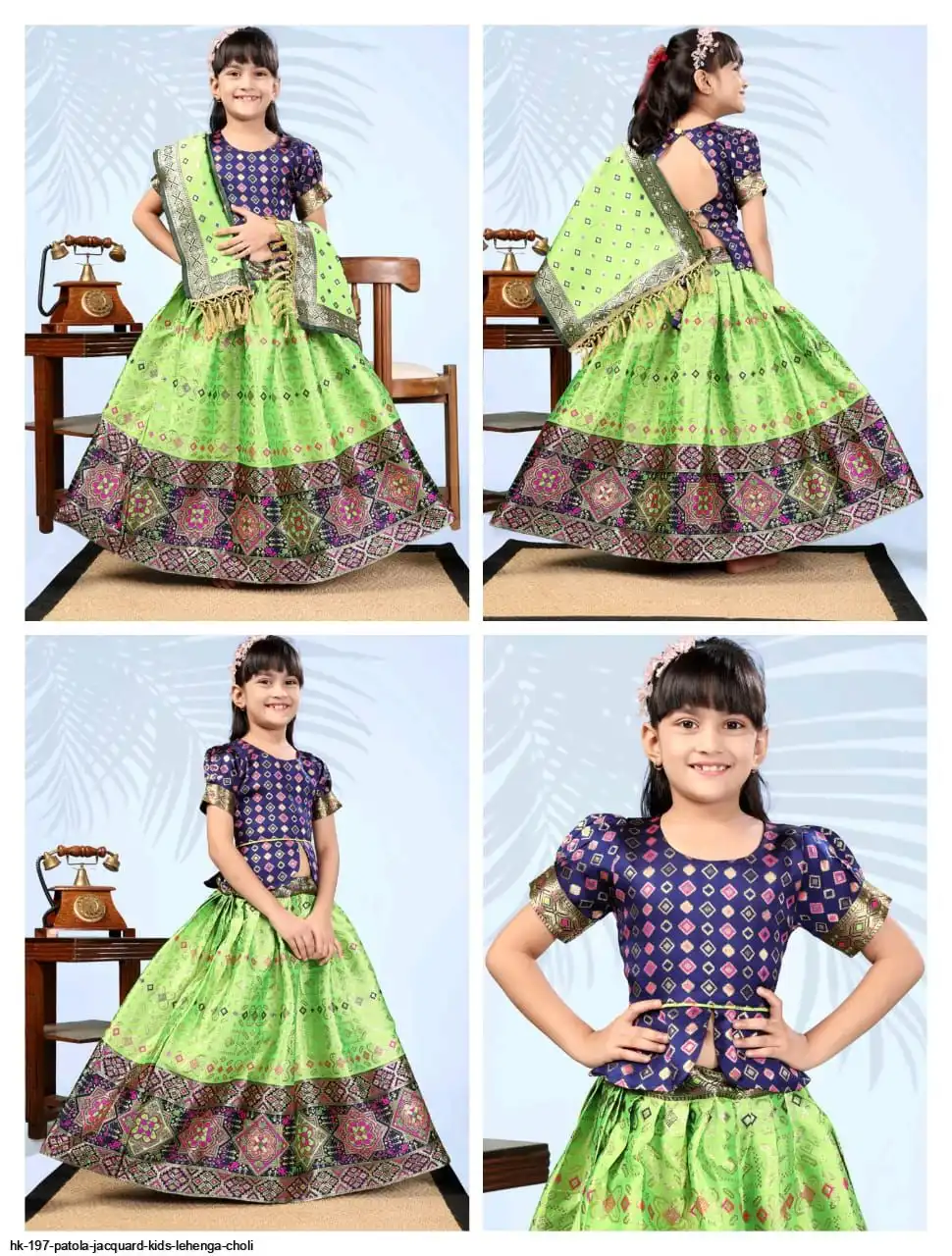 HK 197 PATOLA JACQUARD KIDS LEHENGA CHOLI 10