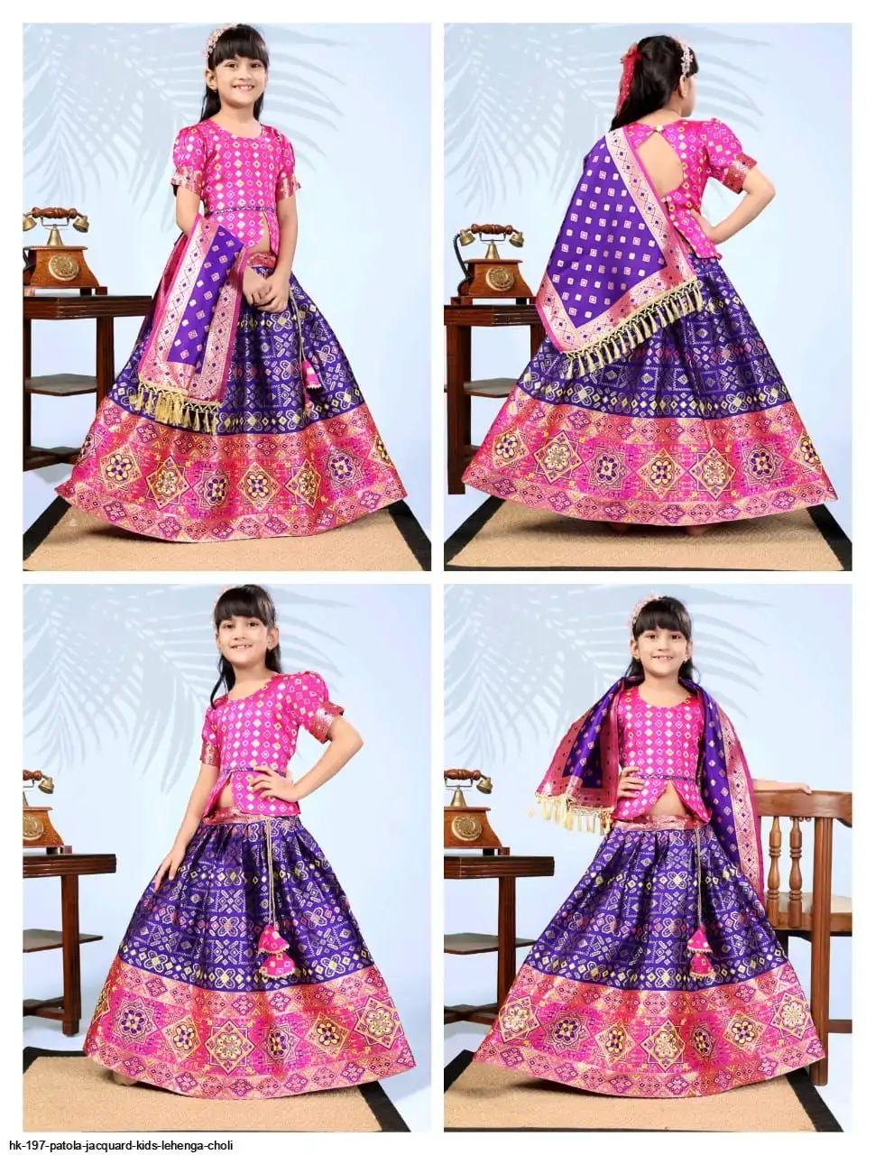HK 197 PATOLA JACQUARD KIDS LEHENGA CHOLI 8