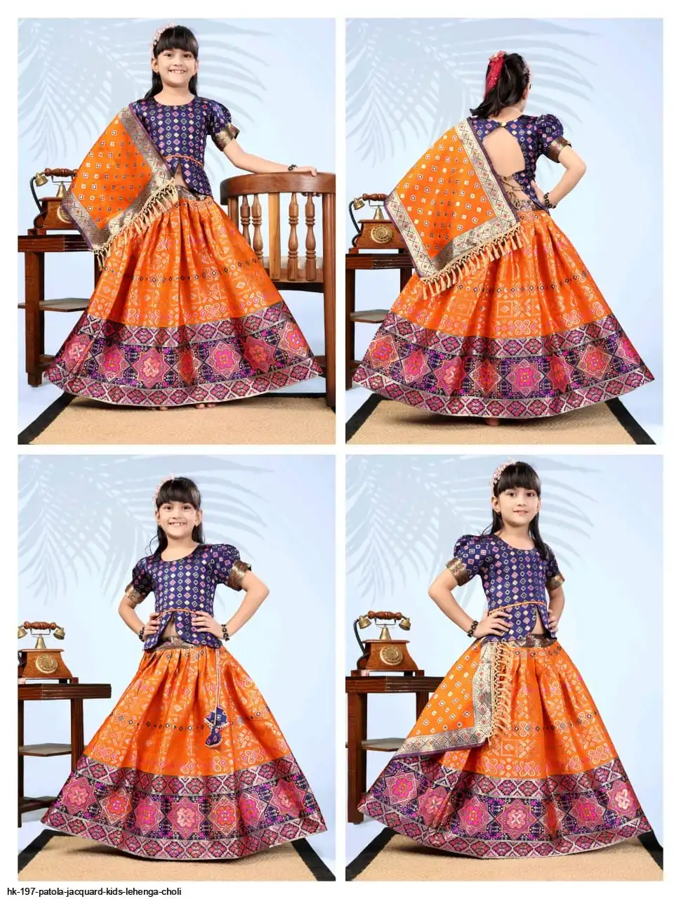 HK 197 PATOLA JACQUARD KIDS LEHENGA CHOLI 12