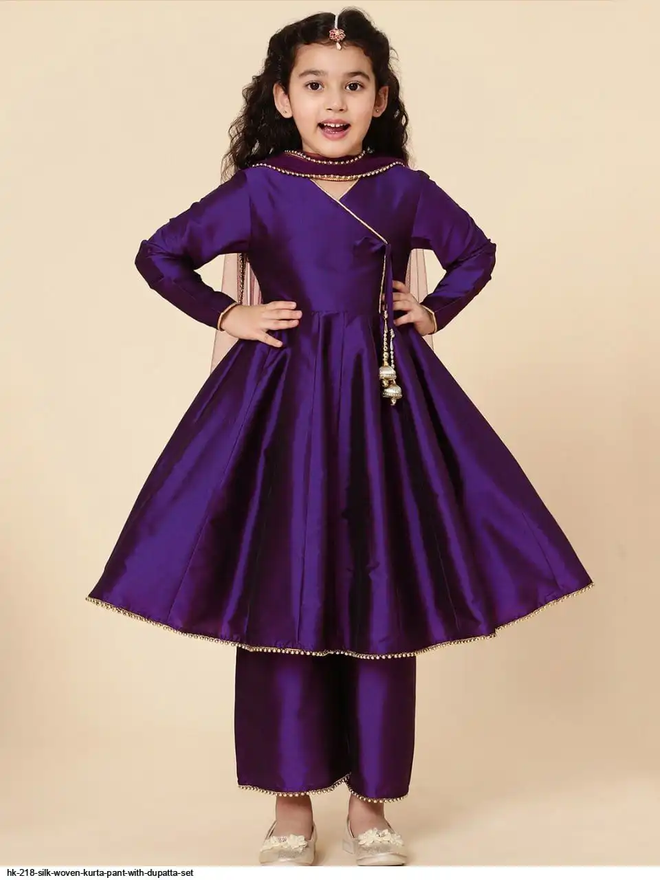 HK 218 SILK WOVEN KURTA PANT WITH DUPATTA SET A