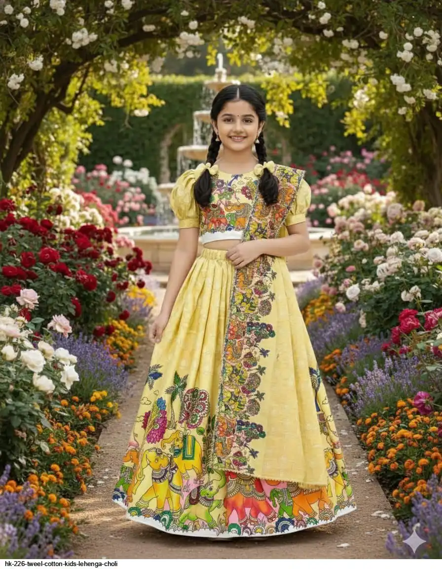HK 226 TWEEL COTTON KIDS LEHENGA CHOLI C