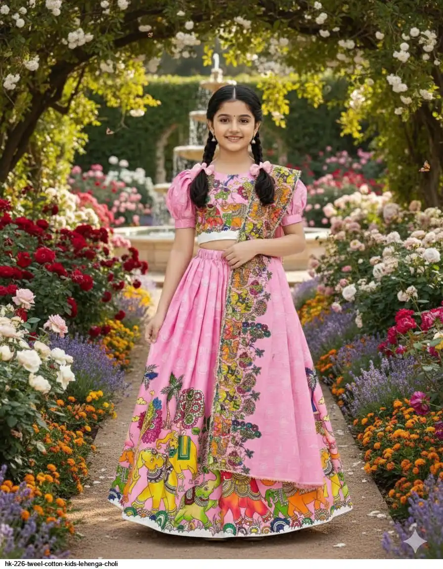 HK 226 TWEEL COTTON KIDS LEHENGA CHOLI B
