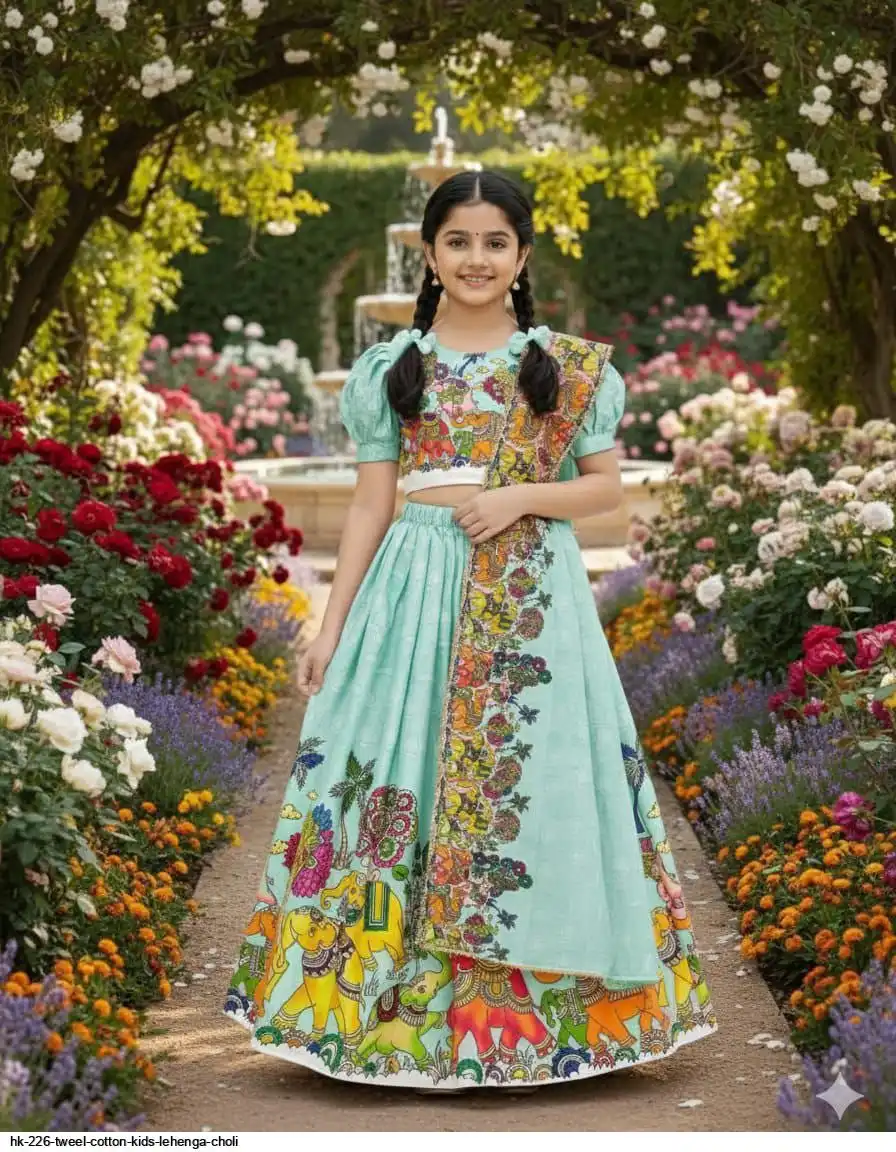 HK 226 TWEEL COTTON KIDS LEHENGA CHOLI D