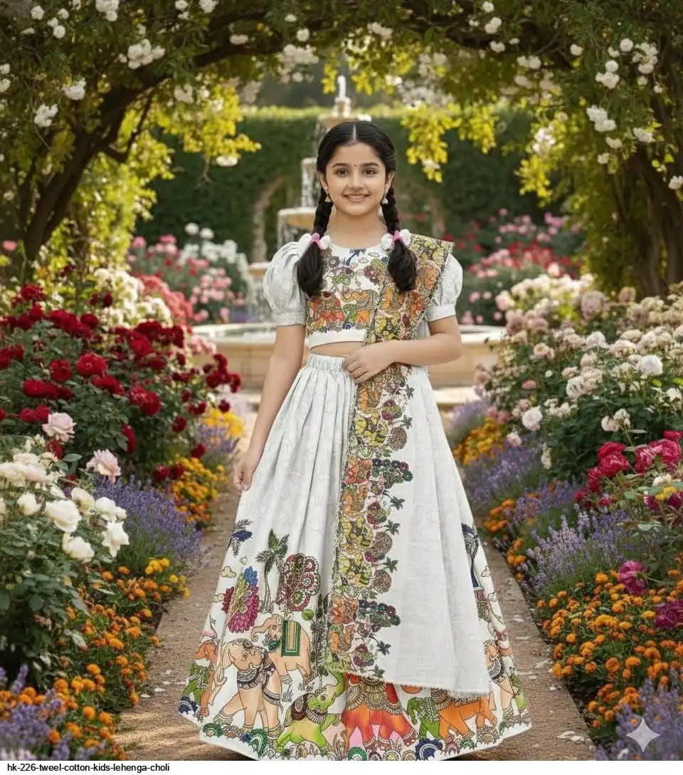 HK 226 TWEEL COTTON KIDS LEHENGA CHOLI A