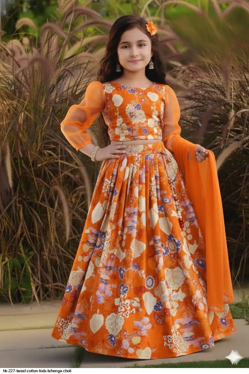 HK 227 TWEEL COTTON KIDS LEHENGA CHOLI D