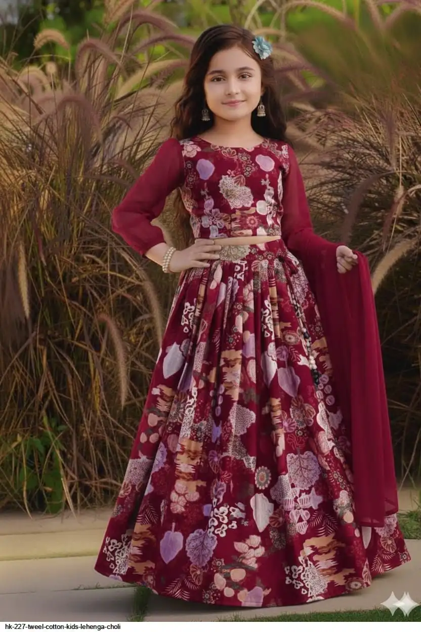 HK 227 TWEEL COTTON KIDS LEHENGA CHOLI B