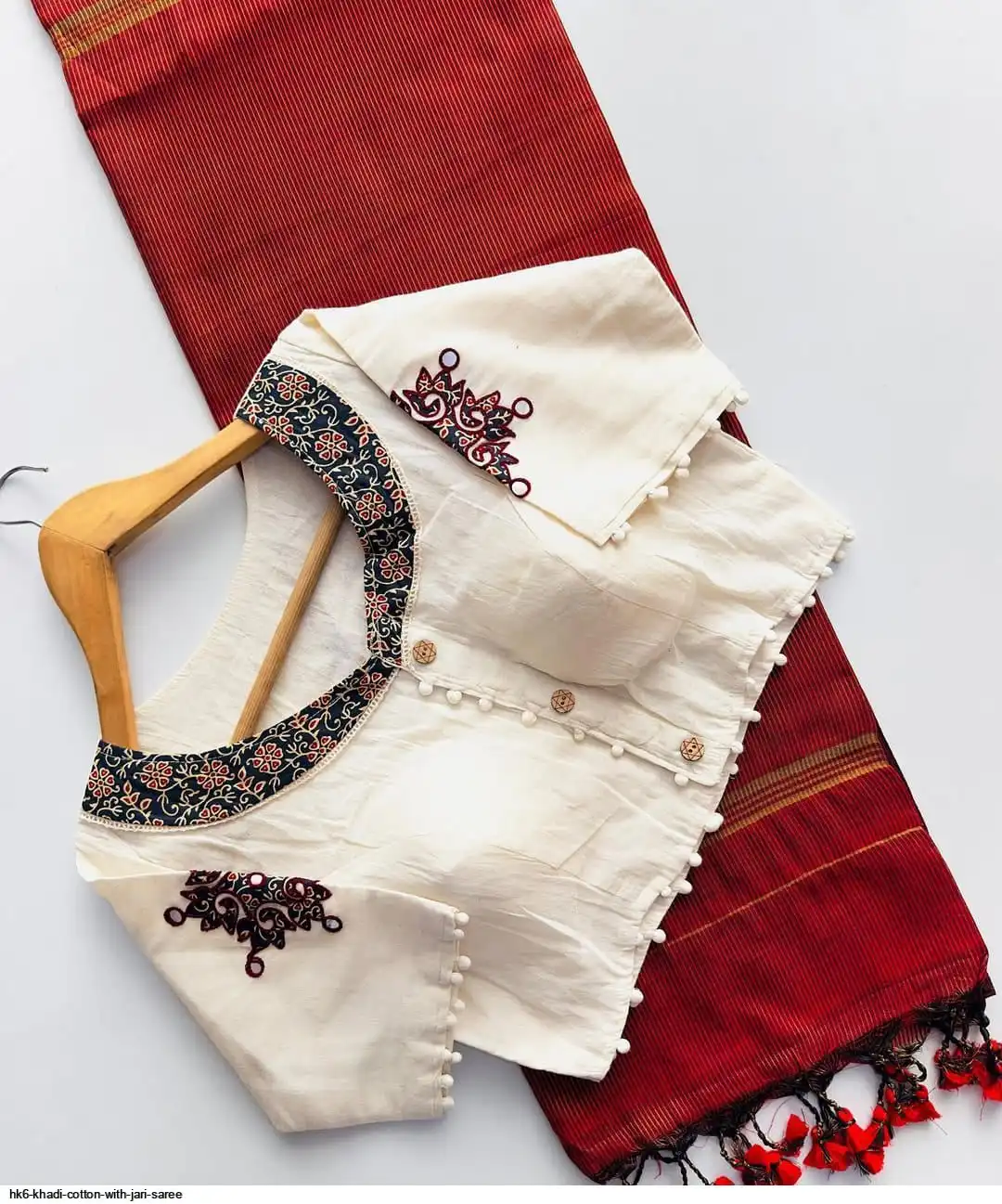 HK6 KHADI COTTON WITH JARI SAREE E