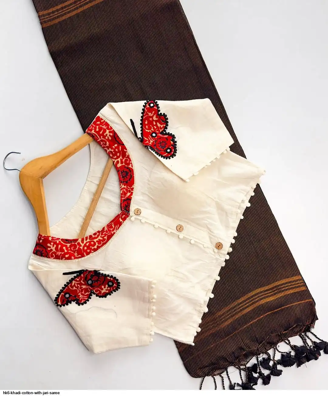 HK6 KHADI COTTON WITH JARI SAREE F