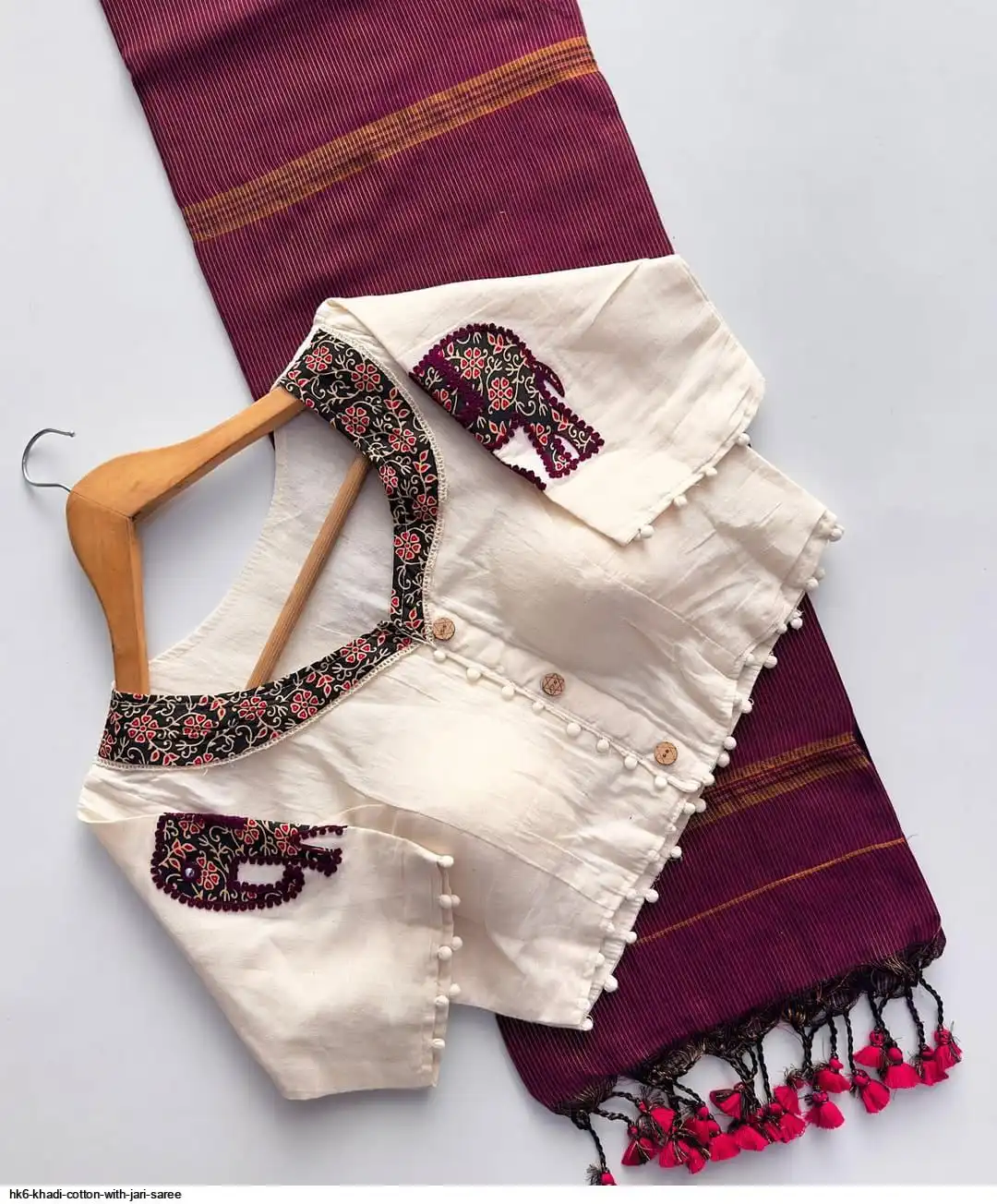 HK6 KHADI COTTON WITH JARI SAREE B
